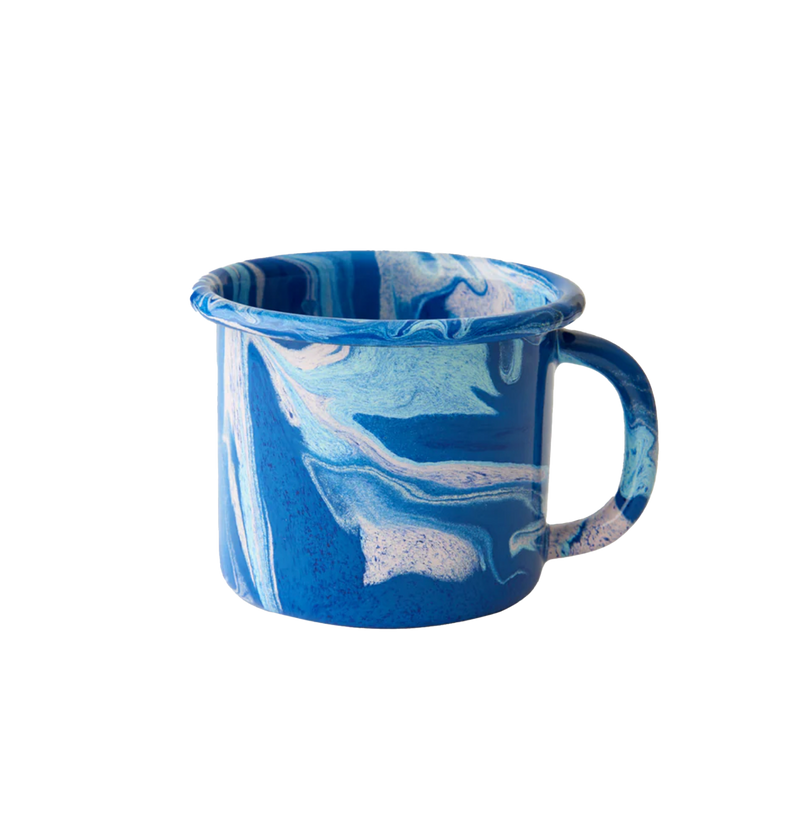 Cobalt Marble Enamel Mug