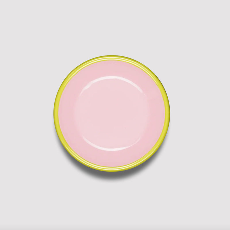 Colorama Enamel Cookie Plate Pink and Chartreuse