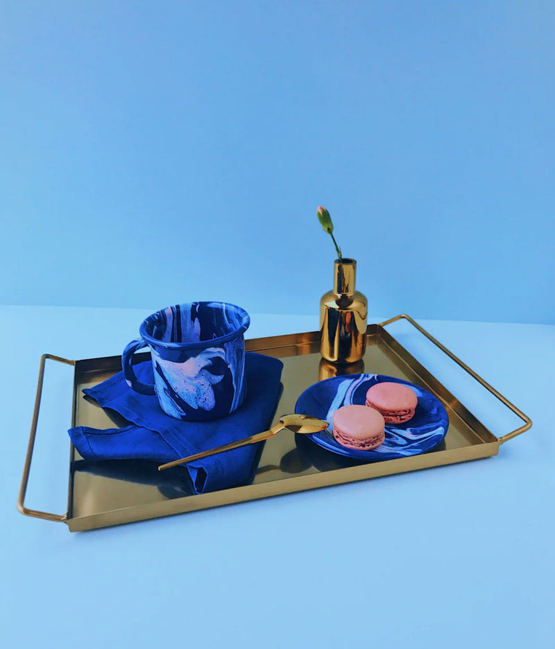 Cobalt Marble Enamel Cookie Plate