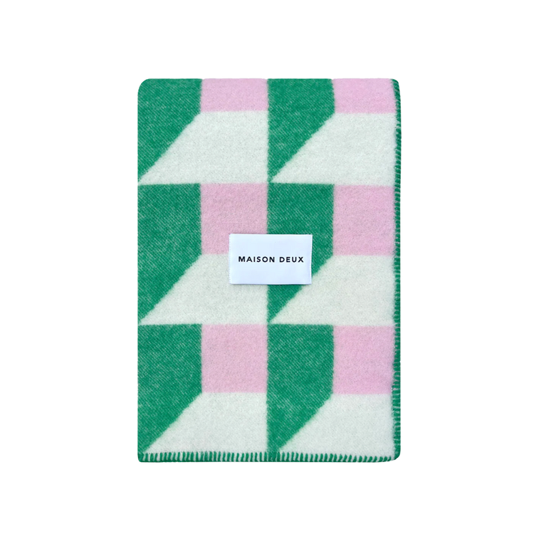 Cubics Blanket in Grass Pink