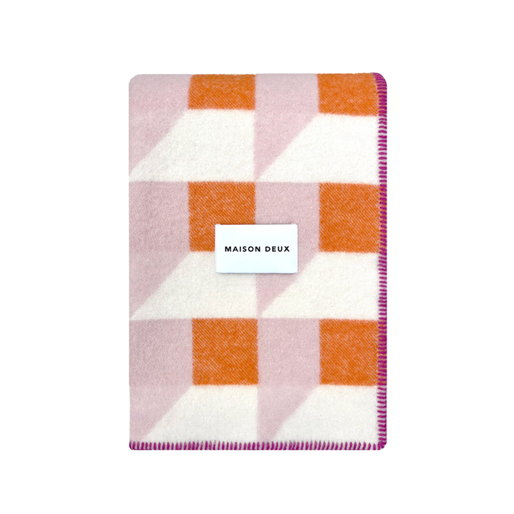 Cubics Blanket in Pink Carrot