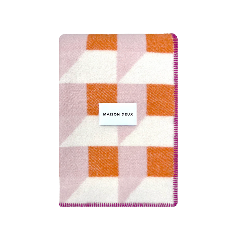 Cubics Blanket in Pink Carrot