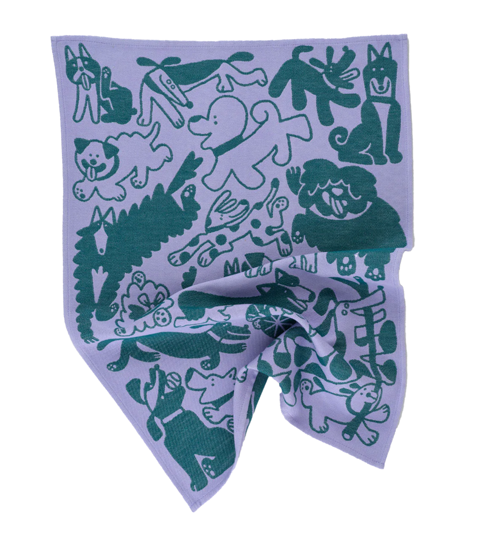 Dogs Day Out Lilac/Green Tea Towel