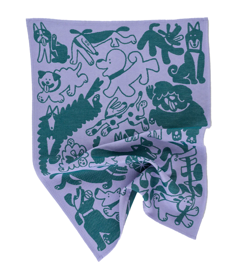 Dogs Day Out Lilac/Green Tea Towel