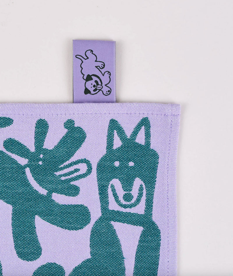 Dogs Day Out Lilac/Green Tea Towel