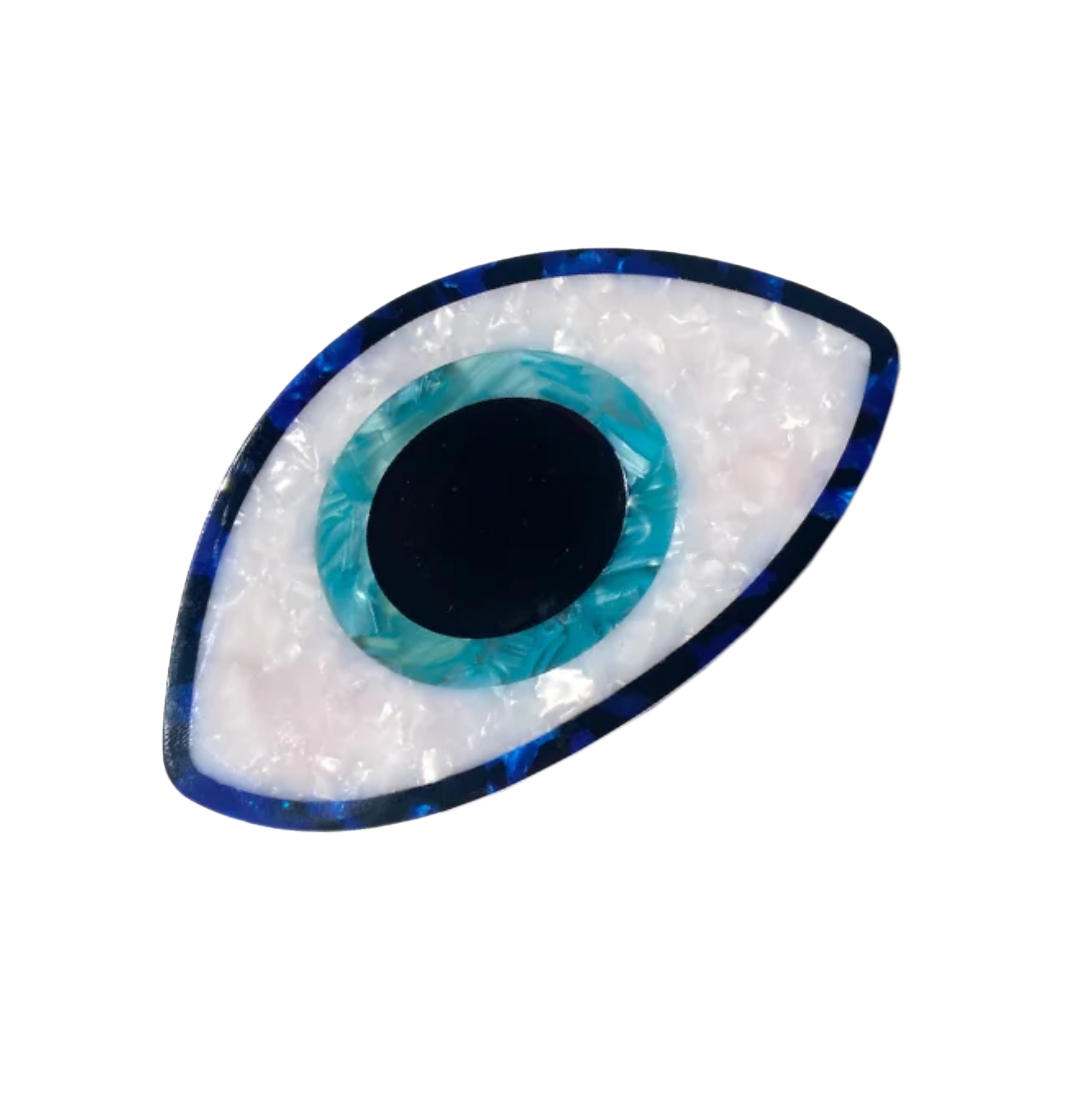 Hand-Painted Evil Eye Claw Hair Clip