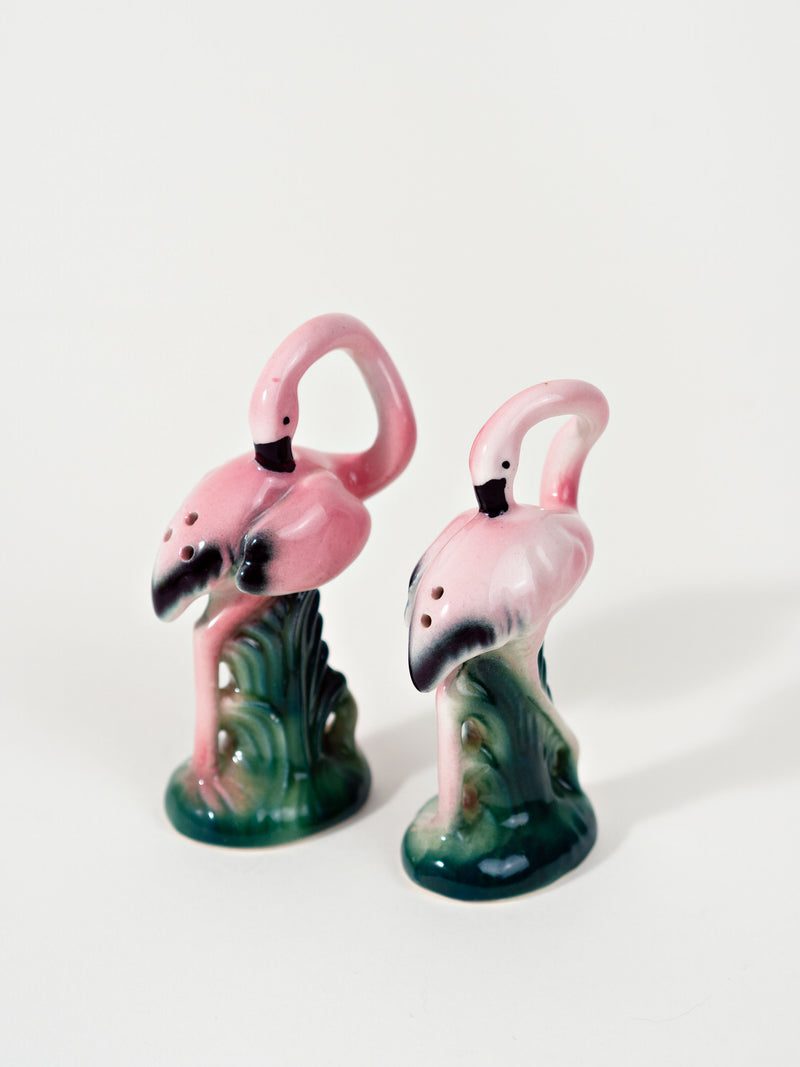 Vintage Flamingo Salt + Pepper Shakers