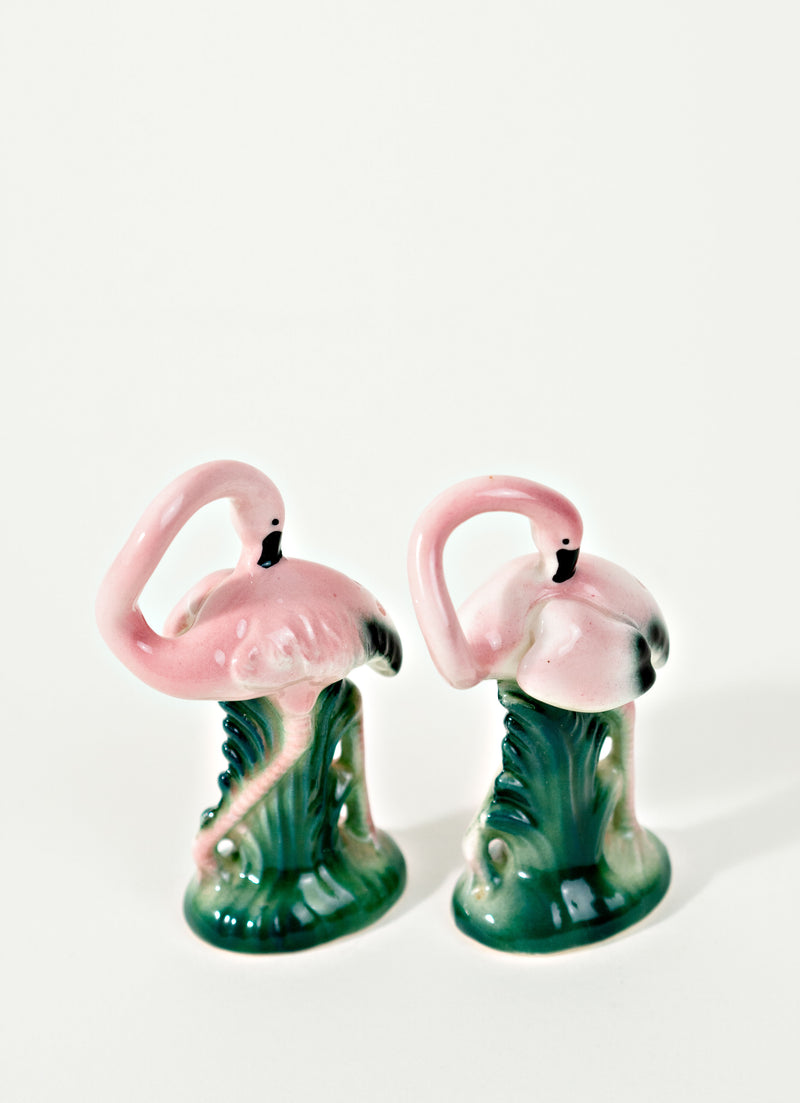 Vintage Flamingo Salt + Pepper Shakers