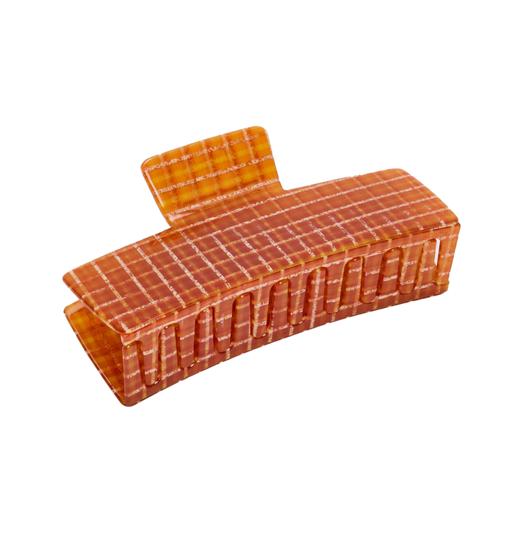 Jumbo Box Claw in Caramel Plaid