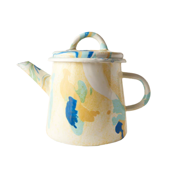 Lemon Marble Enamel Tea Pot