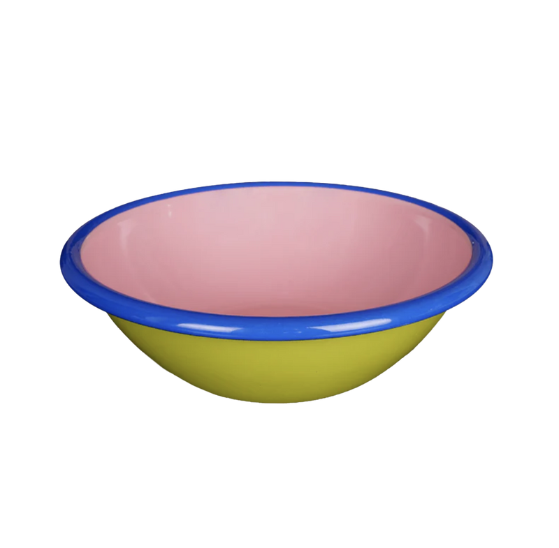 Colorama Medium Enamel Bowl Chartreuse and Pink