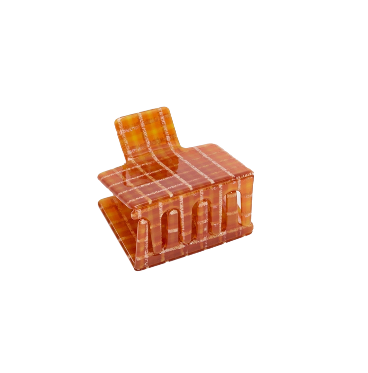 Midi Box Claw in Caramel Plaid