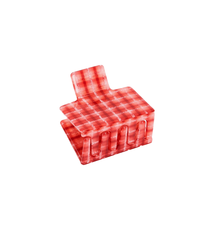 Midi Box Claw in Red Plaid