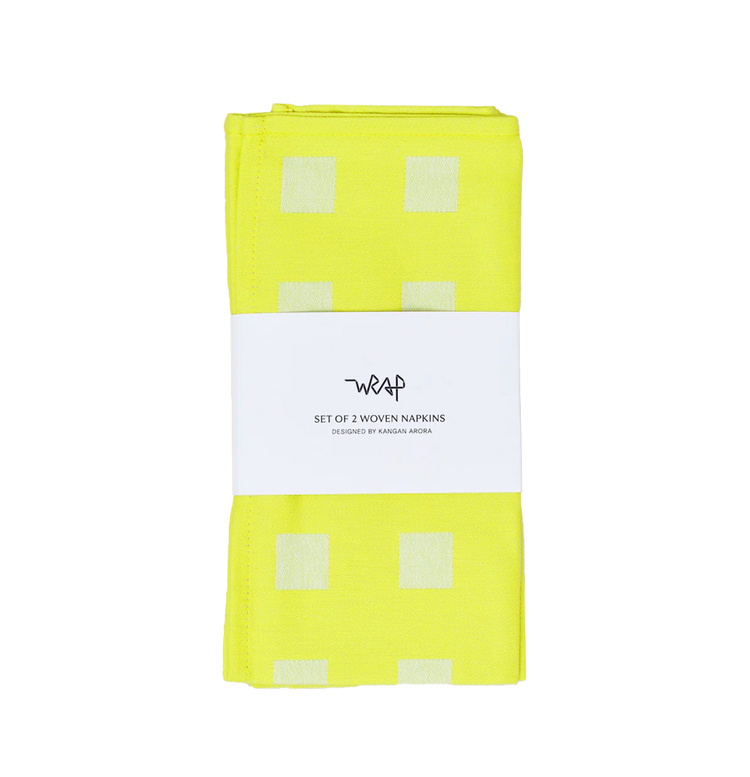 Squares Yellow/Soft Aqua Napkins Set of 2