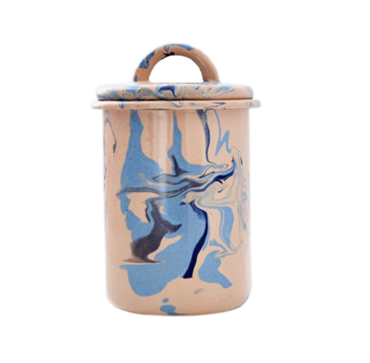 Peach Marble Enamel Canister