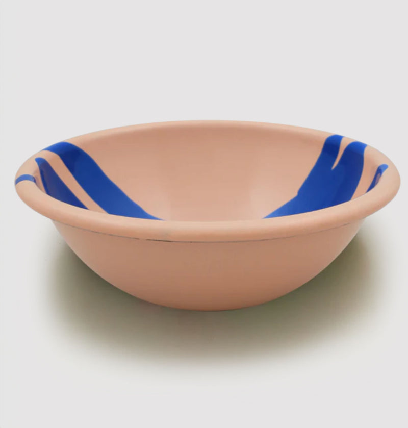 Primavera Small Enamel Bowl Cobalt on Peach