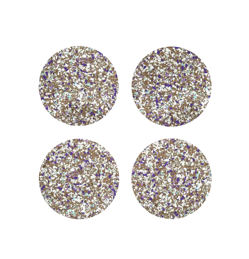 Speckled Round Cork Coasters Set of 4 - Purple