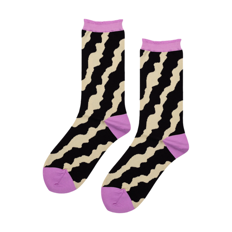 Retro Wavy Crew Socks