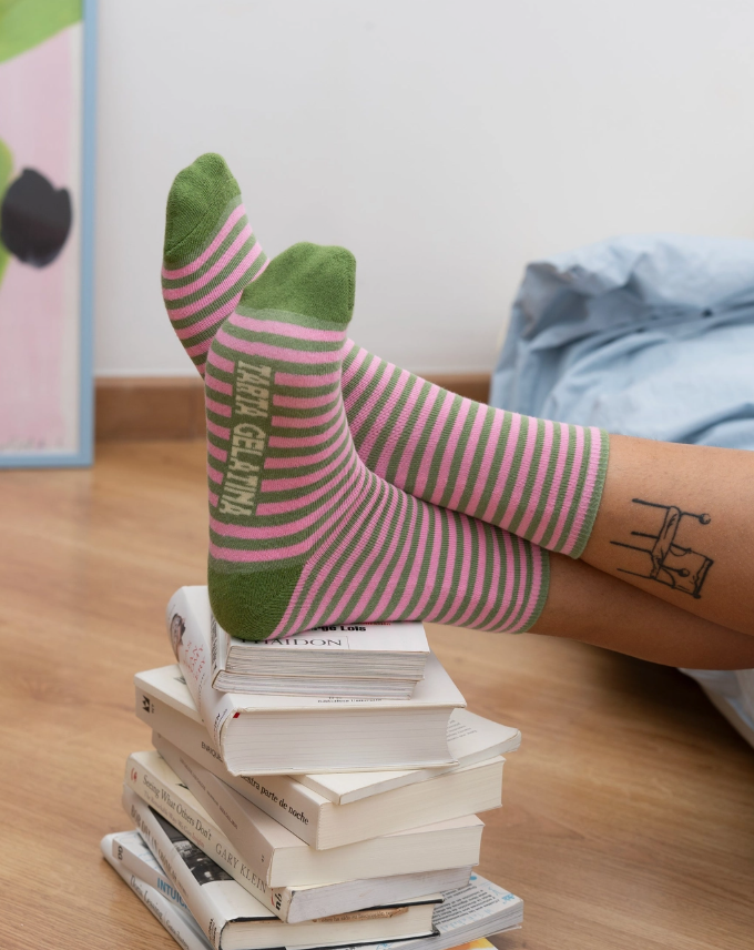 Rose Pistachio Striped Socks