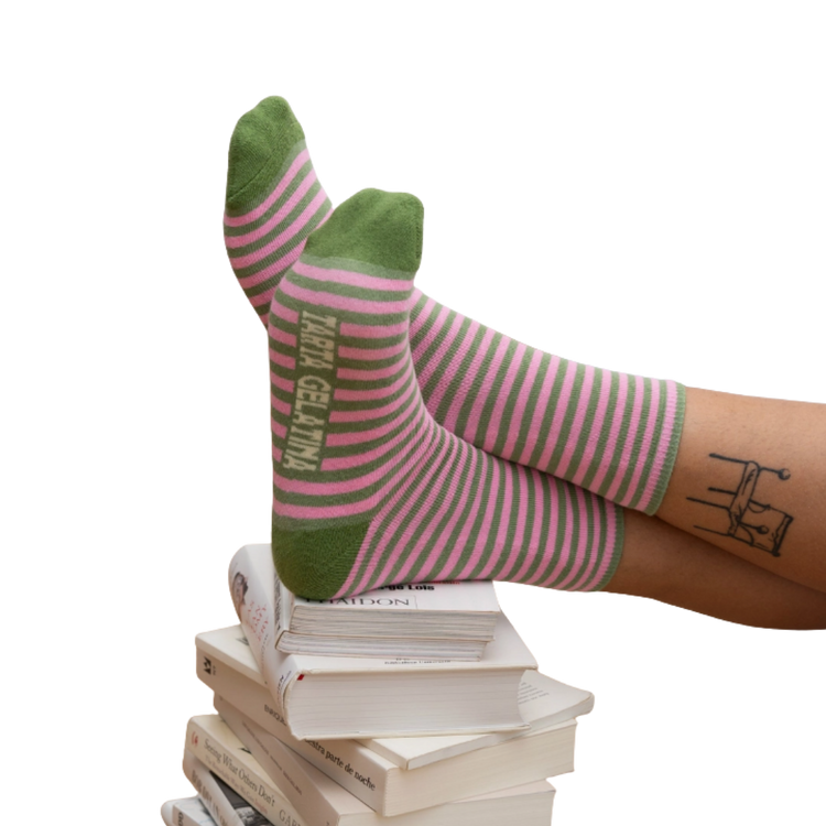 Rose Pistachio Striped Socks