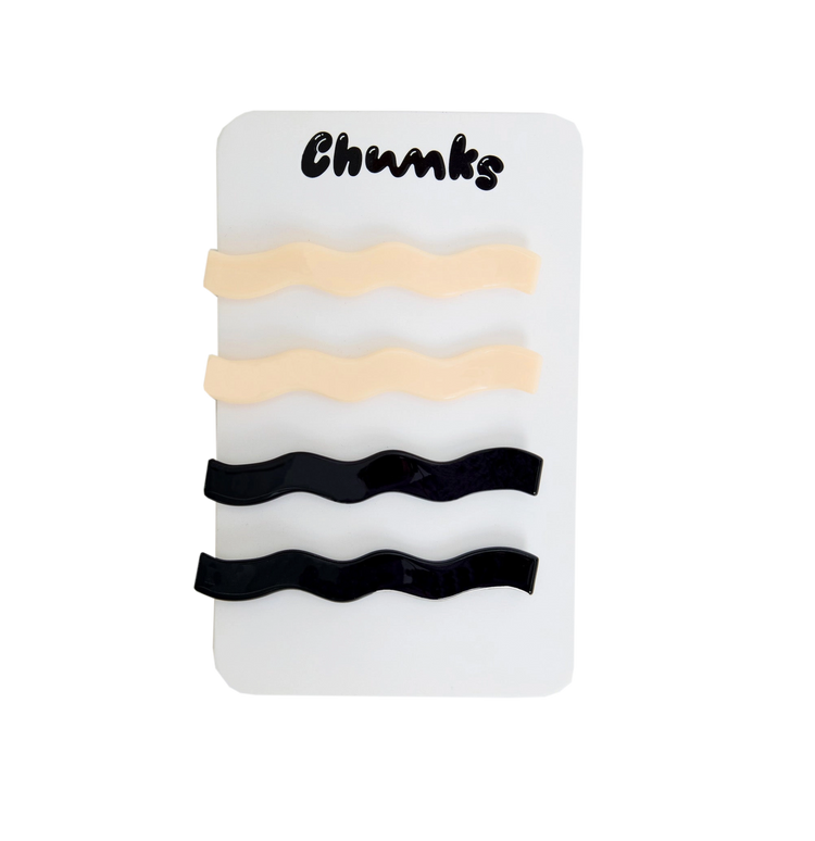 Slides in Wavy Cream + Black