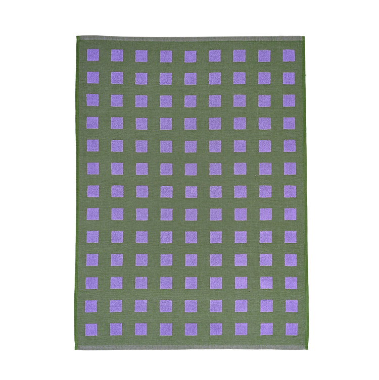 Squares Olive/Lilac Tea Towel