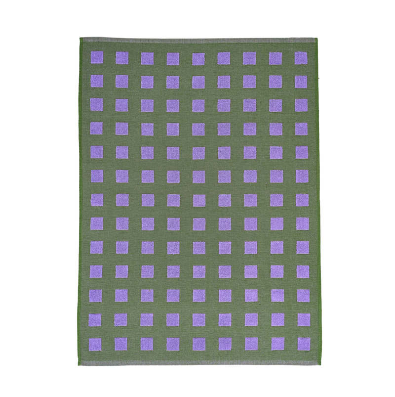 Squares Olive/Lilac Tea Towel