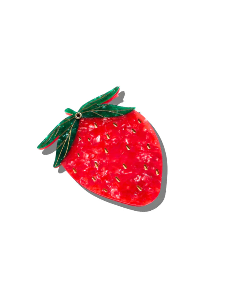 Hand-Painted Strawberry Compact Mirror