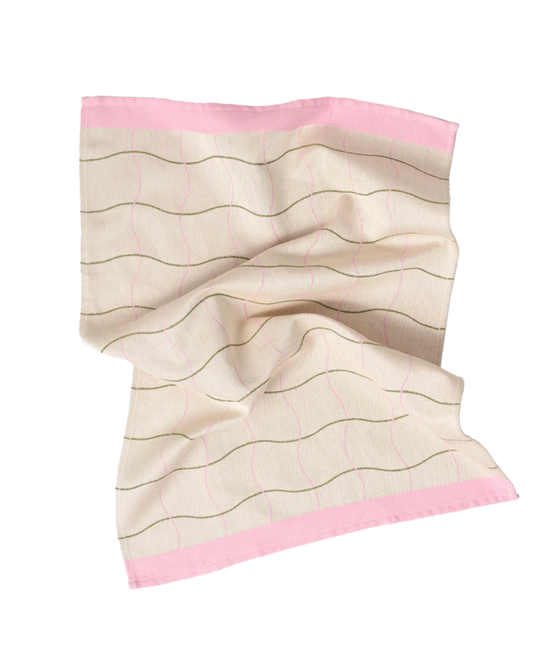 Wave Grid Natural Tea Towel